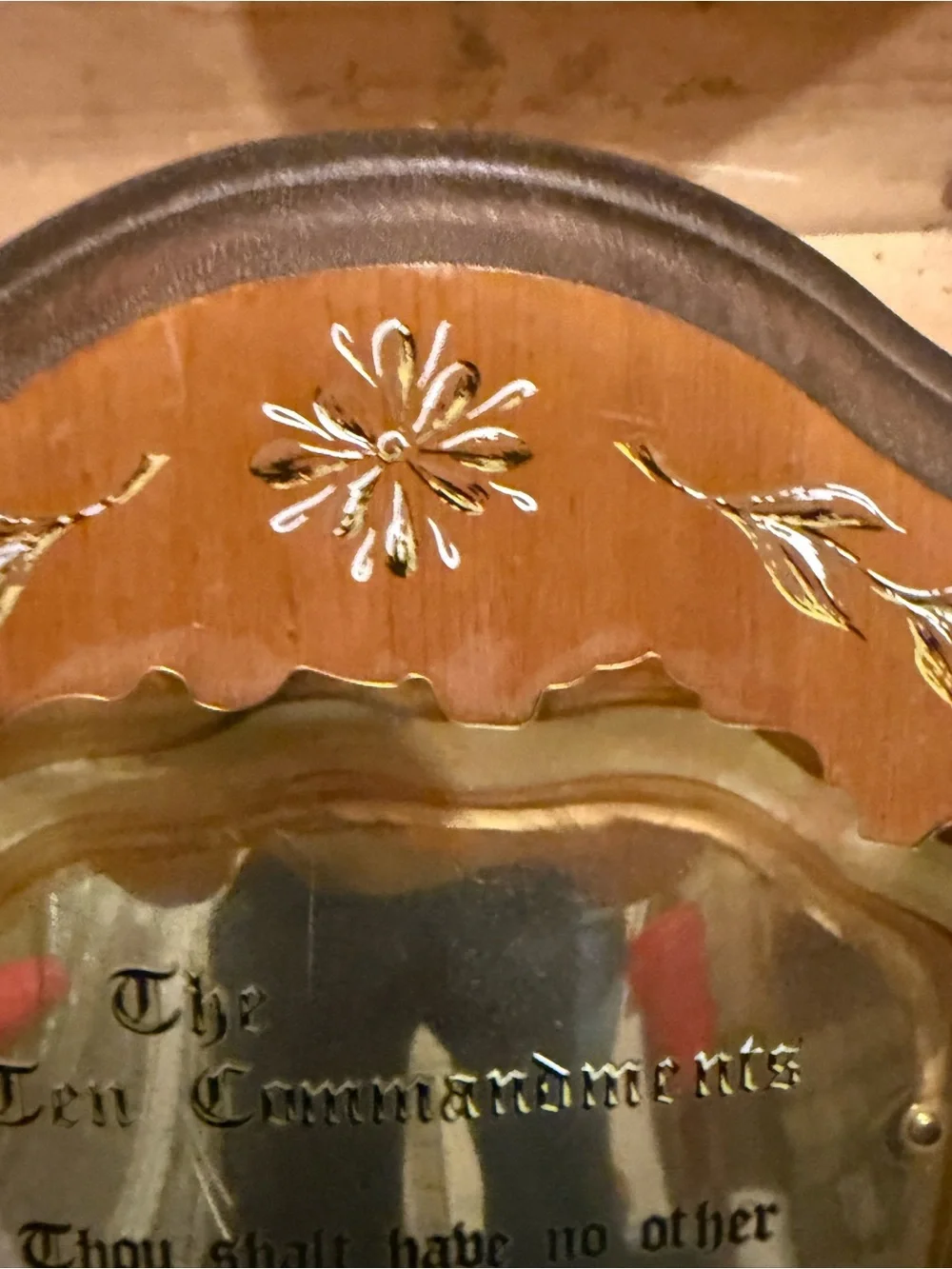 Vintage Brass Ten Commandments Wall Plaque in Gold and Brown